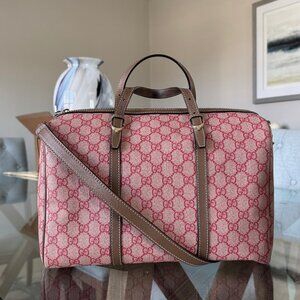 GUCCI GG Coated CANVAS Nice Joy Boston Brown/Red W/Strap